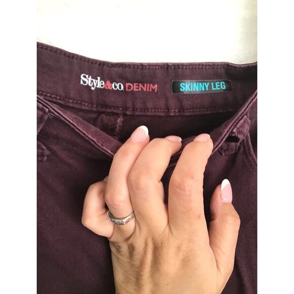 STYLE & CO- WOMENS PLUM SKINNY LEG DENIM JEANS SIZE 8 - Picture 3 of 8